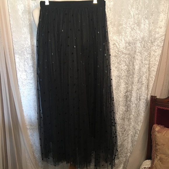 Sister Fashion Tulle Midi Skirt in Black polka dots Size Small - Picture 6 of 9